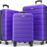 AnyZip Luggage Sets 3 Piece PC ABS Hardside Lightweight Suitcase with 4 Universal Wheels TSA Lock Carry On 20 24 28 Inch Light Blue